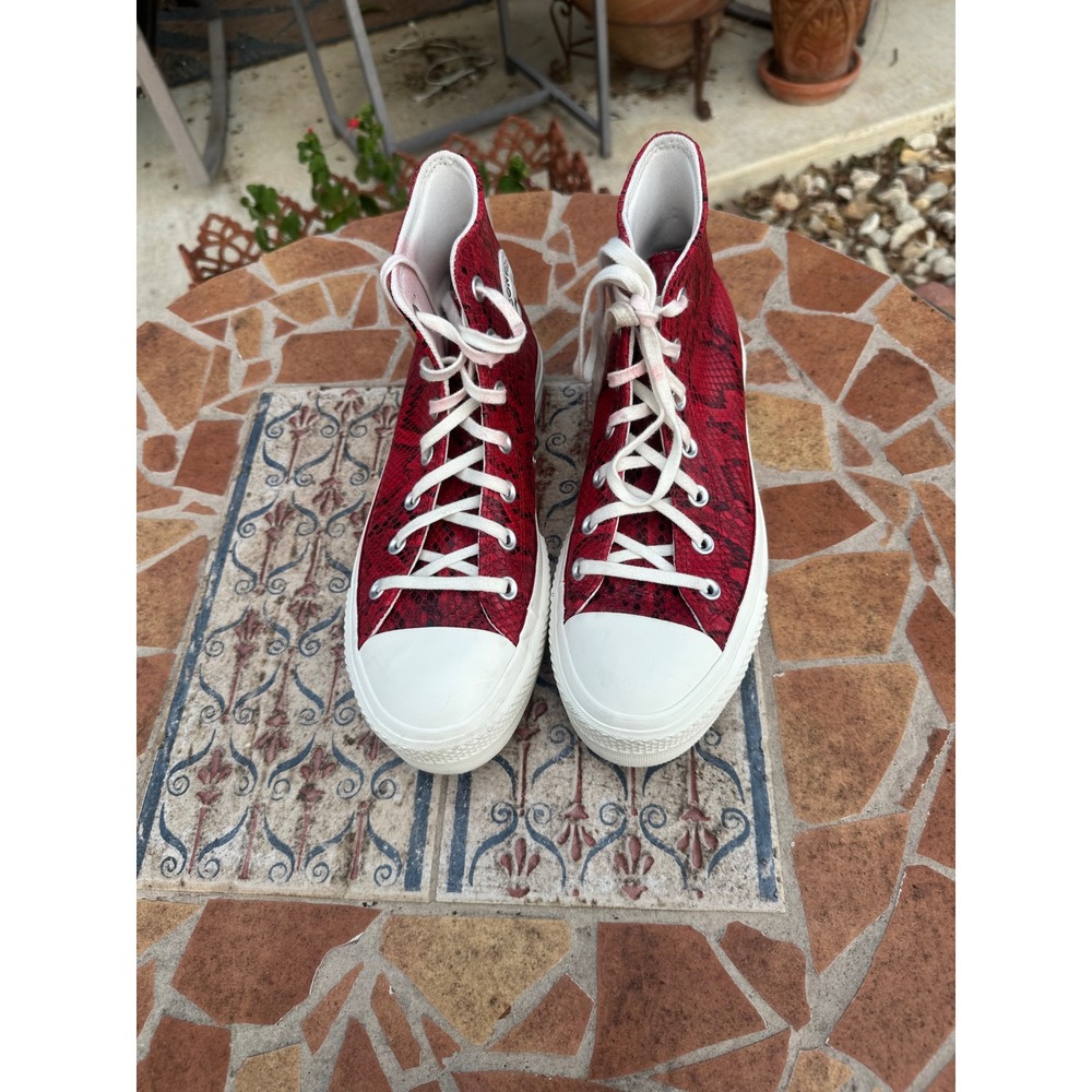Converse Chuck Taylor All Star Platform High Top Red Snakeskin Print Sneakers